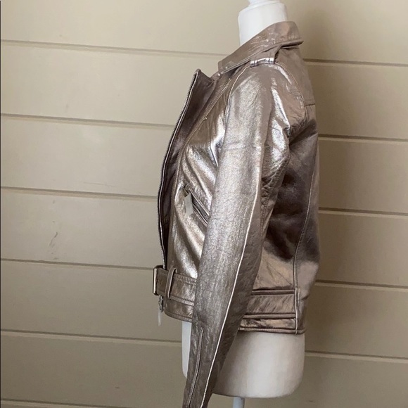 Walter Baker Allison Leather Moto Silver Jacket - Picture 14 of 16